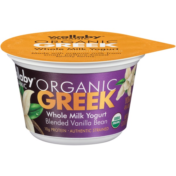 Wallaby Organic Greek Whole Milk Blended Vanilla Bean Yogurt (5.3 oz