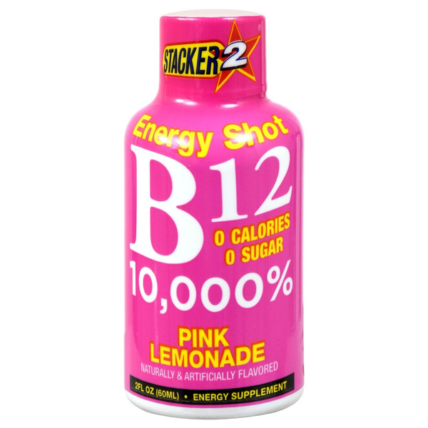 Stacker 2 Xtra Energy Shot B 12 10000% Energy Supplement Pink