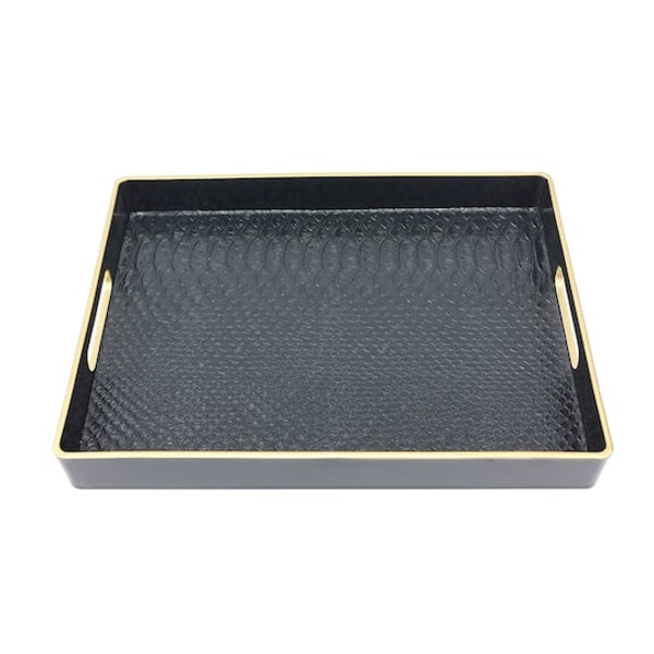 Ashland Faux Crocodile Decorative Tray, 11.2 x 8.5 in - Black