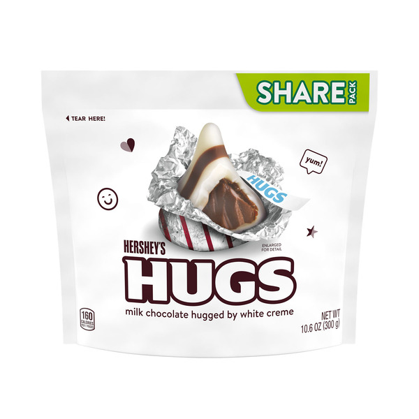 Hershey's HUGS Milk Chocolate and White Creme Candy Share Pack, 10.6 oz