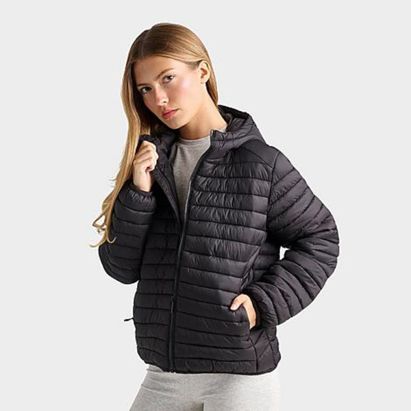 DAILYSZN Women's Lite Full-Zip Puffer Jacket, XS - Black High Shine