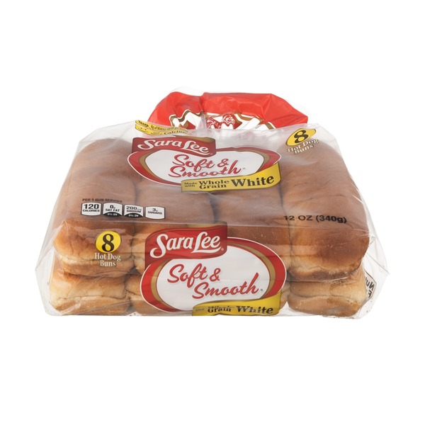 Sara Lee Soft & Smooth Hot Dog Buns Whole Grain White 8 CT from