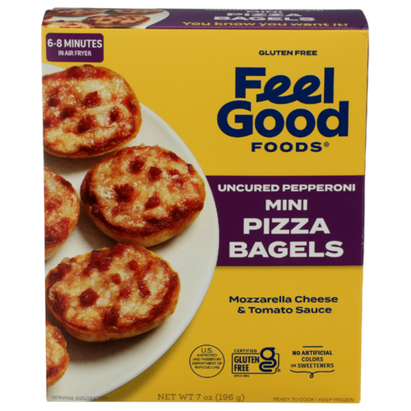 Feel Good Foods Uncured Pepperoni Mini Pizza Bagels Same-Day