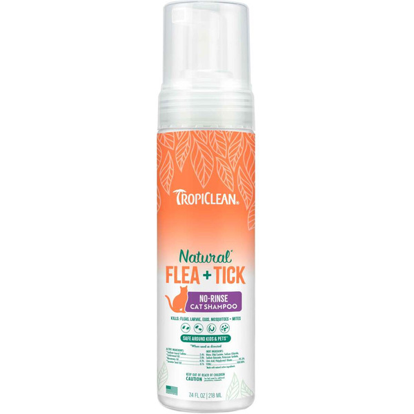Tropi Clean Natural Flea + Tick No-Rinse Orange Cat Shampoo