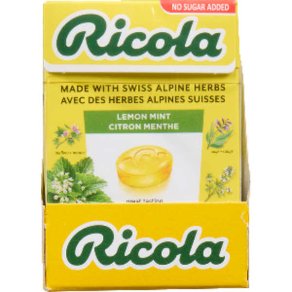 Ricola Lemon Mint, No Sugar Added, Box of 18 Same-Day Delivery
