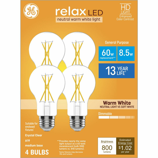 GE 60W LED Bulbs - Warm White