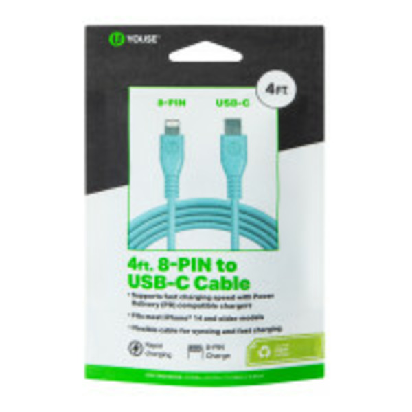 U Youse 8-Pin To USB-C Charging Cable - Light Blue