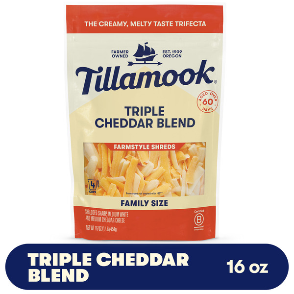 Tillamook Farmstyle Triple Cheddar Shredded Cheese, 16oz