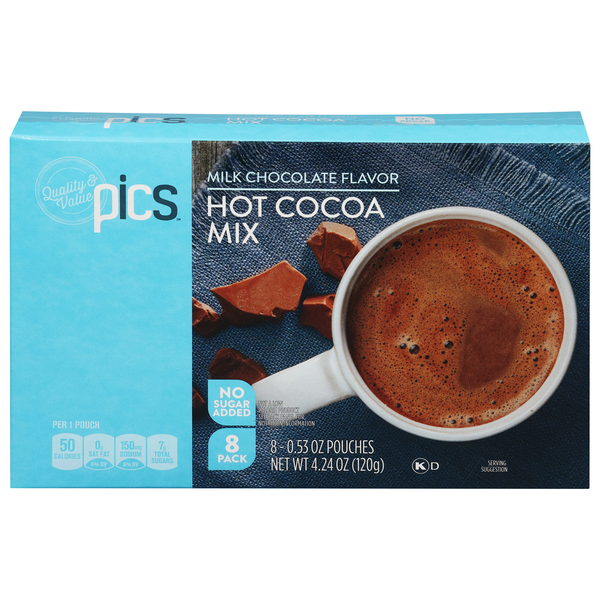 PICS Hot Cocoa Mix, Milk Chocolate Flavor, 8 Pack Same-Day