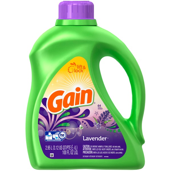 Gain Liquid Laundry Detergent, Lavender Scent, 64 loads, 100 fl oz