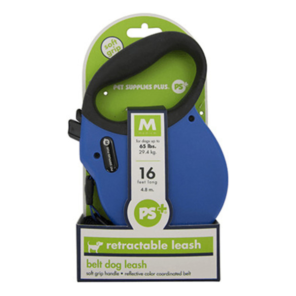 Play On Retractable Soft Grip Dog Lead, Medium - Blue