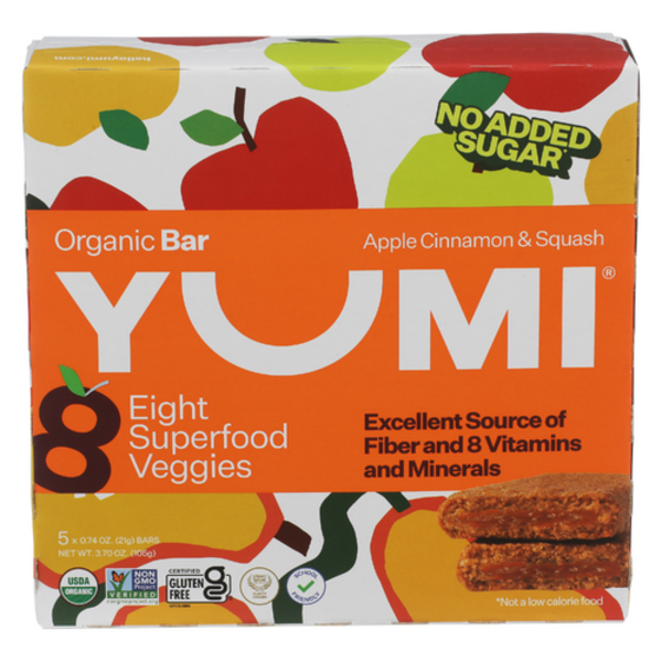 Yumi Organic Apple Cinnamon & Squash Superfood Veggie Bars 5 Pack