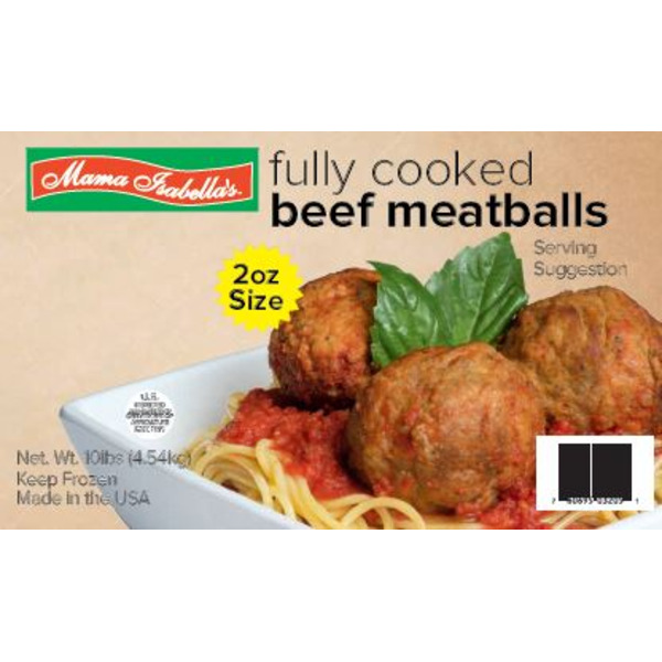 Frozen Mama Isabella - Beef Meatballs, 2 oz each - 10 lbs