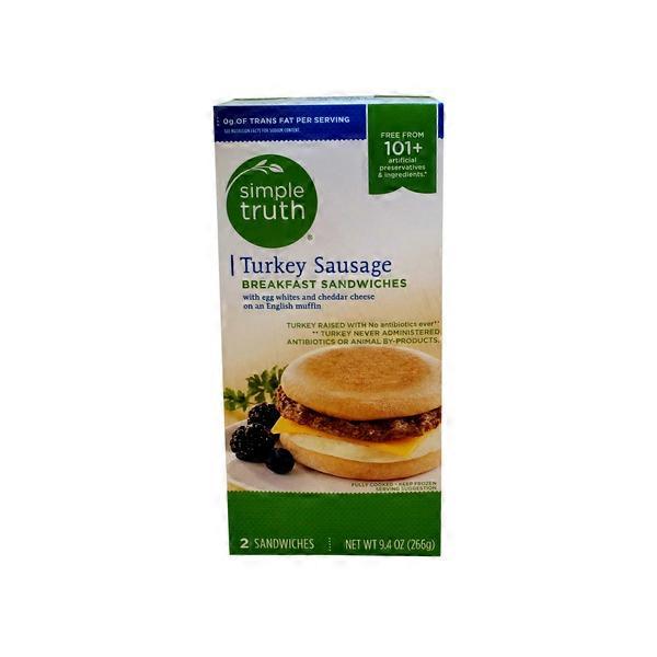 Simple Truth Frozen Turkey Sausage Breakfast Sandwich With Egg Cheese 9 4 Oz Instacart