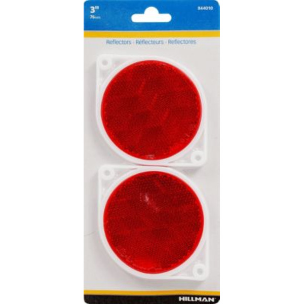 Hillman Adhesive Reflectors, 3 in., Red, 2-Pack