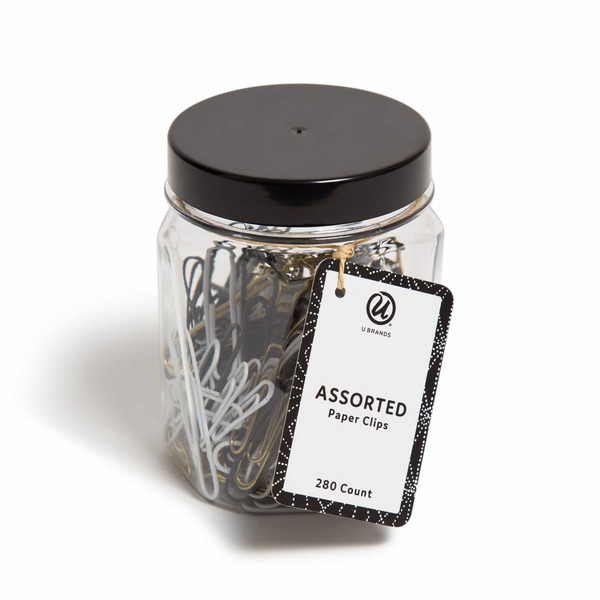 UBrands Black, White & Copper Paper Clips in Mason Jar