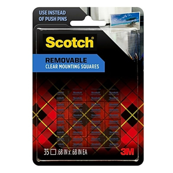 Scotch Mounting Squares, Clear, Removable - 0.68 in. x 0.68 in