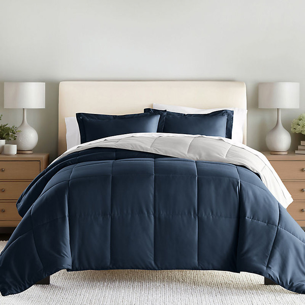 Soft Essentials Full & Queen All Season Down Alternative Reversible Comforter Set in Navy