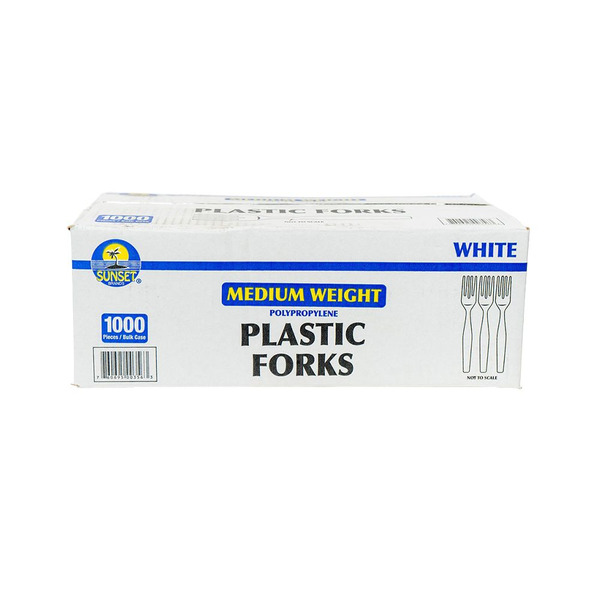 Sunset - White Medium Weight Plastic Forks - 1000 Ct