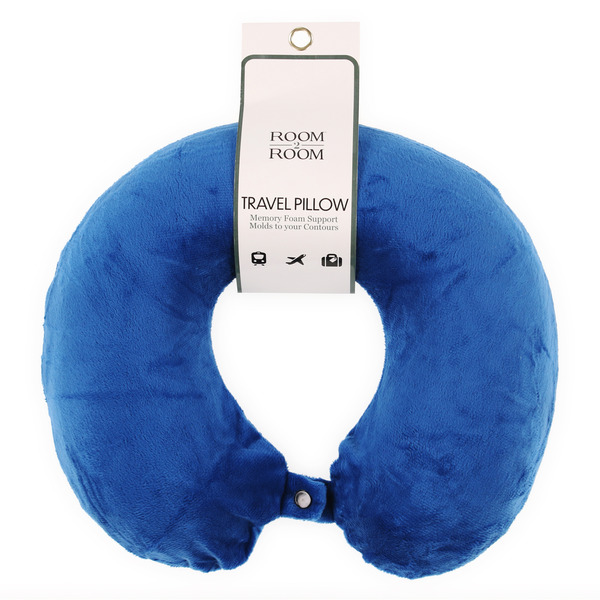Room 2 Room 11" x 12" Blue Solid Color Memory Foam Travel Pillow