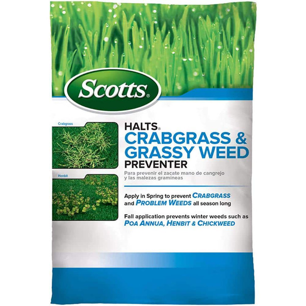 Scotts Halts Crabgrass And Grassy Weed Preventer 10.06 Lbs. 5,000 Sq. Ft. For Use On Lawns, Also Prevents Henbit And Chickweed