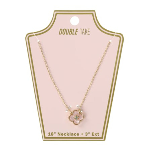 Double Take Clover Charm Necklace, 18" + 3" Ext