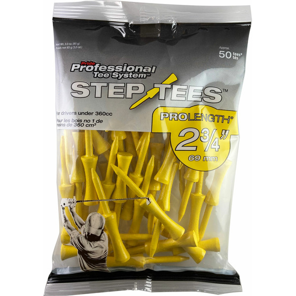 Professional Tee System PTS 2 Step Golf Tees - Yellow - 3/4"