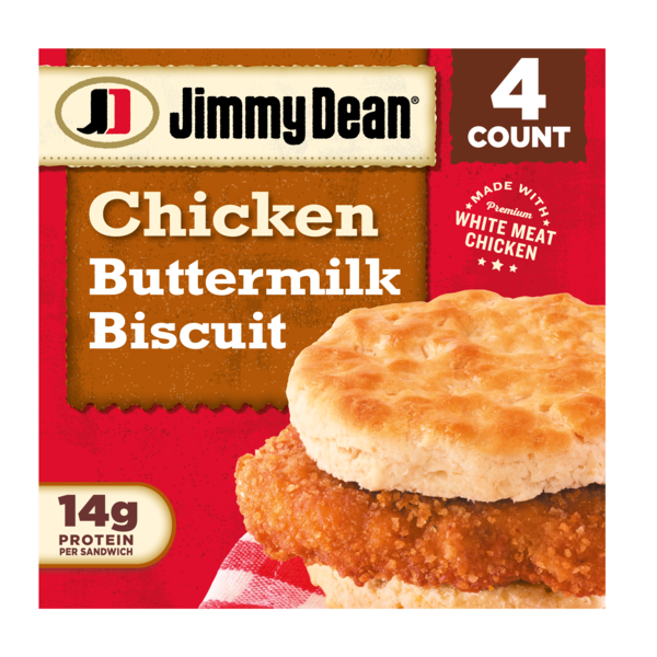 Jimmy Dean Buttermilk Chicken Biscuit Breakfast Sandwiches, 4 ct, 16.4 oz Box
