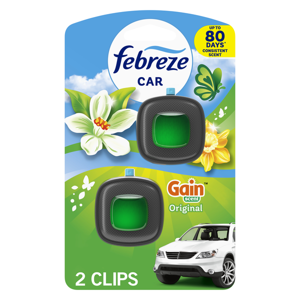 Febreze Car Air Freshener Odor-Fighting Automotive Vent Clip, Gain Original Scent Same-Day Delivery