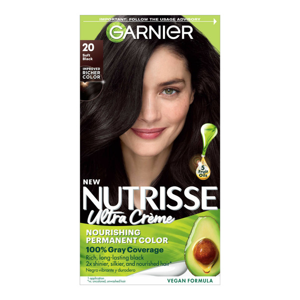 Garnier Nourishing Hair Color Creme, 20 Soft Black (Black Tea) - 1 each