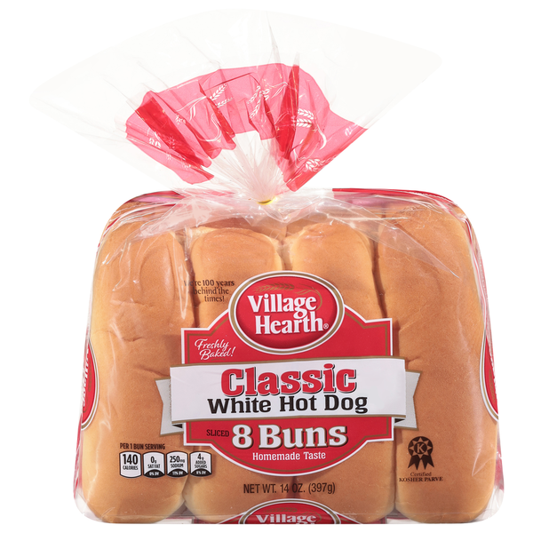 Village Hearth Buns, Hot Dog, Classic, White Same-Day Pickup