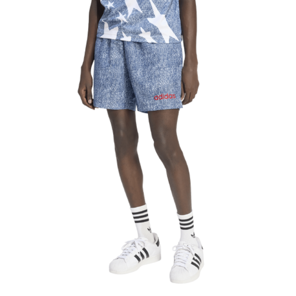 adidas Men's Originals Denim Graphic Shorts, M - White/Dark Blue