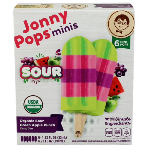 Jonny Pops Organic Sour Green Apple Punch Frozen Bars 6 Pack Same