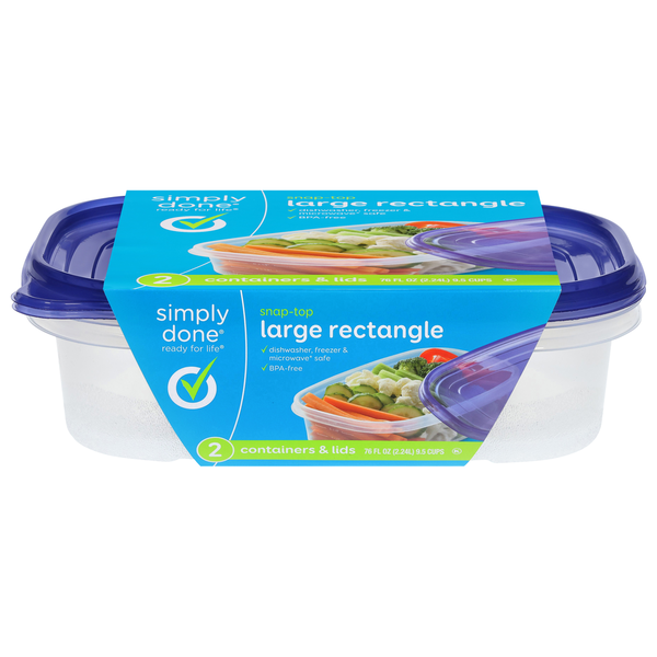 Simply Done 76 Fl Oz Snap-Top Rectangle Large Containers & Lids