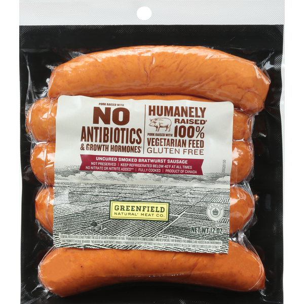 Greenfield Natural* Meat Co. Smoked Uncured Bratwurst Sausage (12 oz