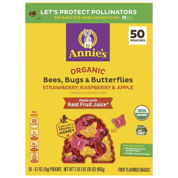 Annie's Organic Bees Bugs & Butterflies Snacks, .7oz, 50-count