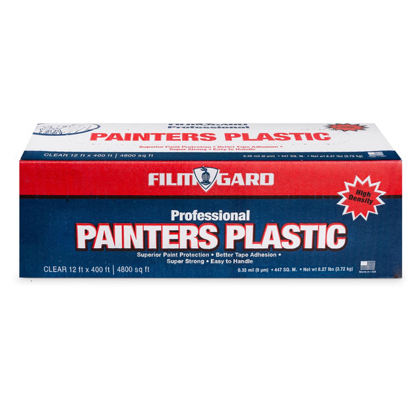 Film Gard 0.35 mil High-Density Painter's Plastic Drop Cloth - Clear - 12' x 400'