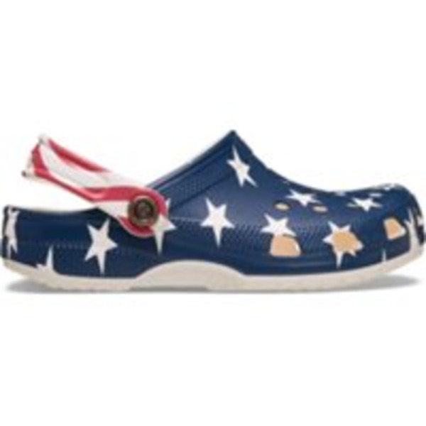 Crocs Kids' Classic American Flag Clogs, Size 1, Medium/D - Chalk/Multi