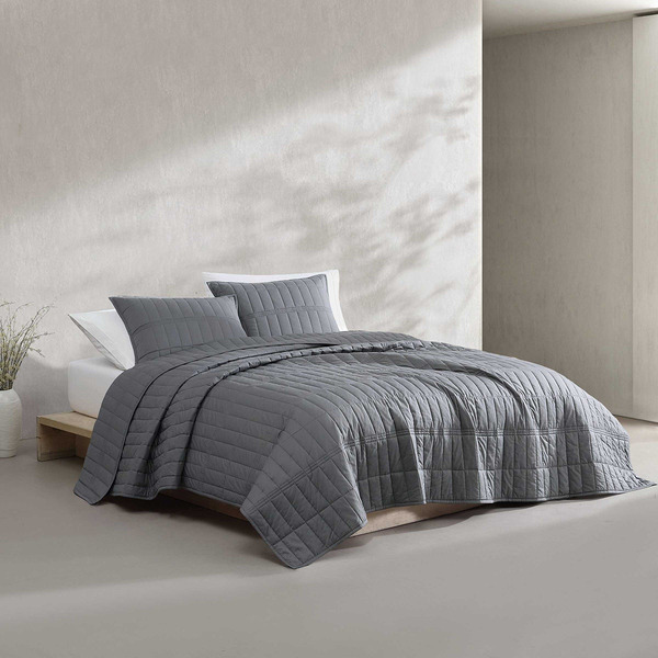 Calvin Klein King 3-Piece Quilt Set - Silver/Grey