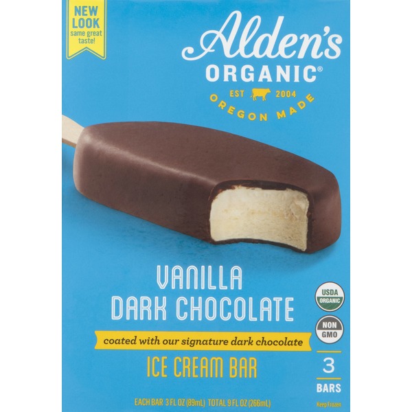 Aldens Organic Ice Cream Bar, Organic, Vanilla Dark Chocolate (3 fl oz