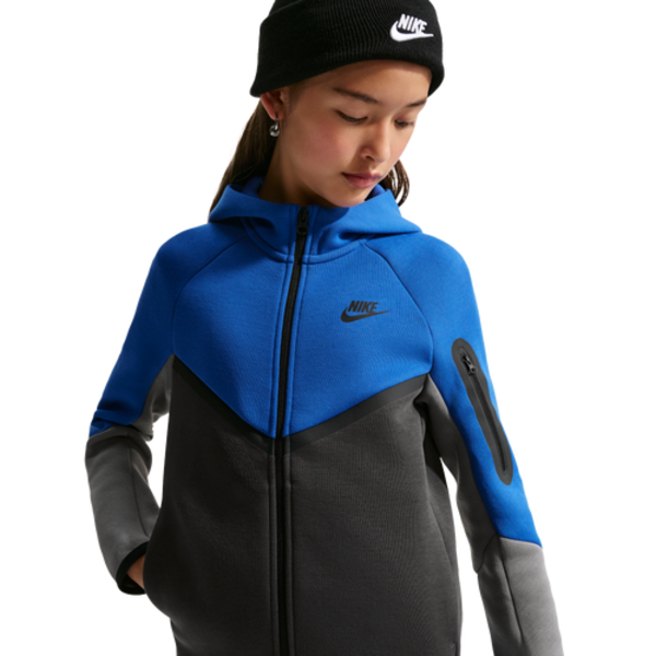 Nike Boys' Tech Fleece Full-Zip Sweatshirt, S - Game Royal/Anthracite/Smoke Grey/Black