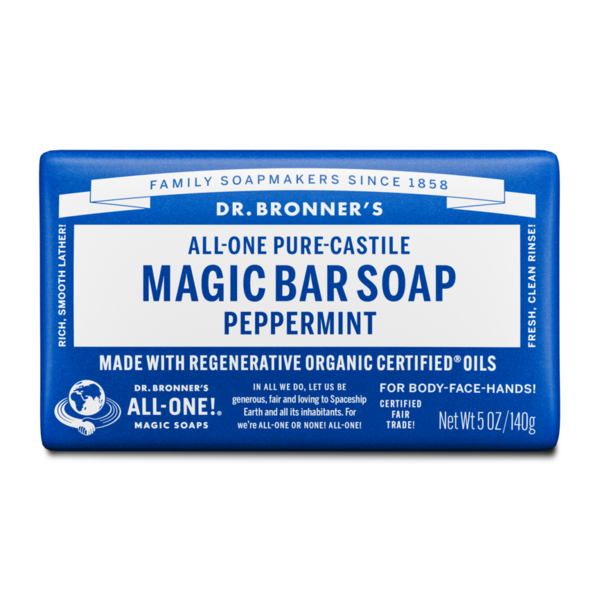 【OUTLET】SOLID SOAP 5.4 Blue Dr. Bronner's Peppermint, Pure-Castile Bar Soap Same-Day Delivery