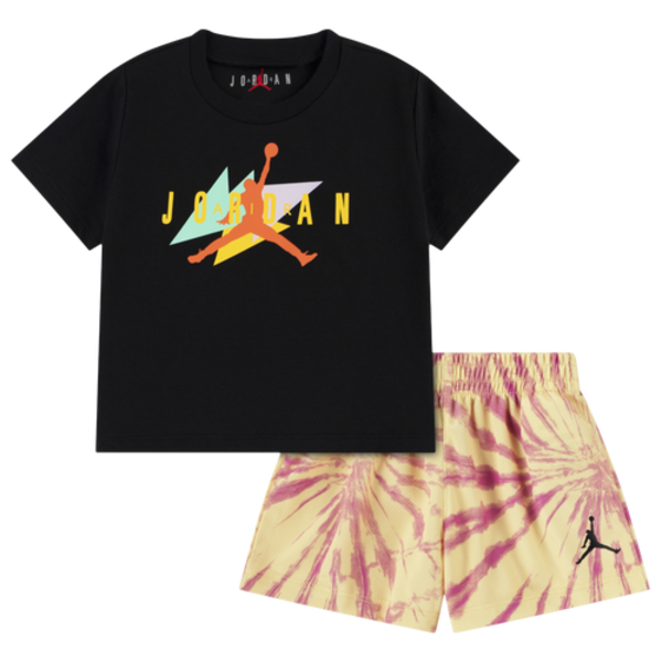 Jordan Baby Boys' Short Sleeve Festival Jersey Knit Tee & Tie Dye Shorts 2-Piece Set, 18 Months - Lemon