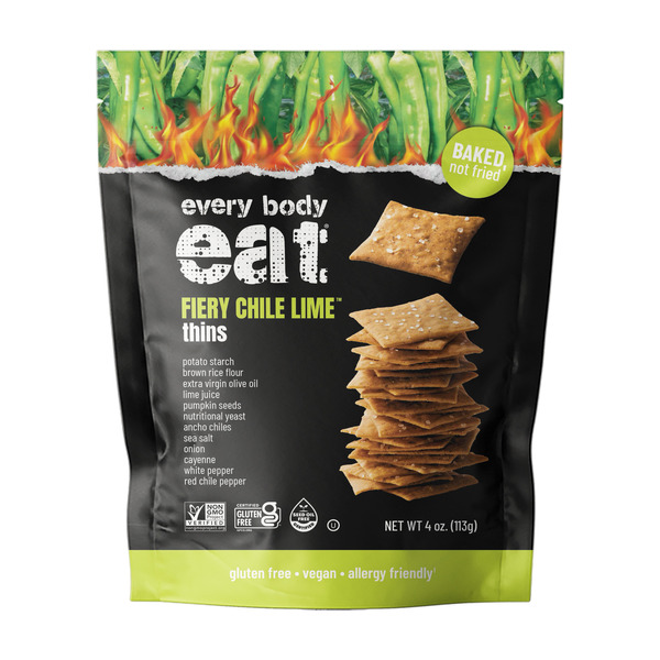 Every Body Eat Fiery Chile Lime Snack Thin Crackers, Gluten Free, Vegan