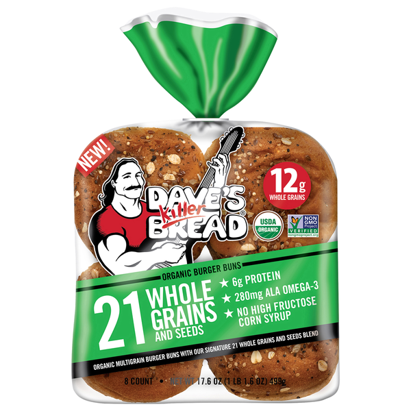 Publix Dave's Killer Bread Burger Buns, Organic, 21 Whole Grains and