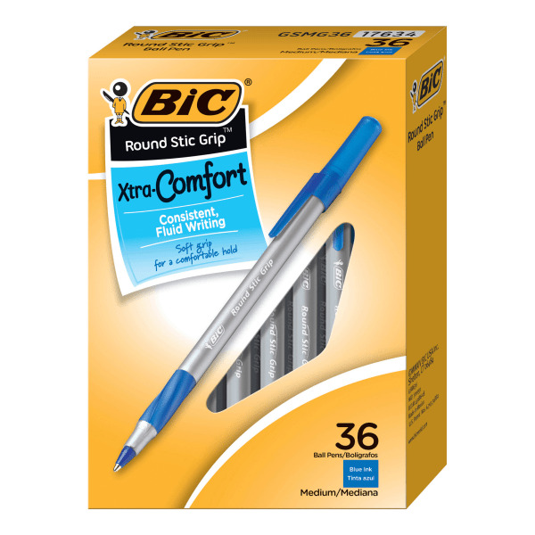 BIC Blue Medium Point 1.2mm Round Stic Grip Xtra Comfort Ballpoint Pen