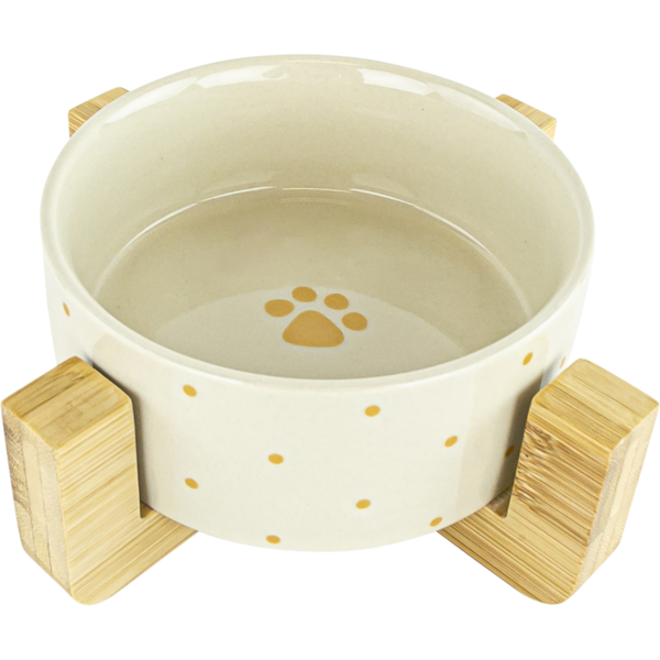 Play On Paw Ceramic Dog Bowl With Stand
