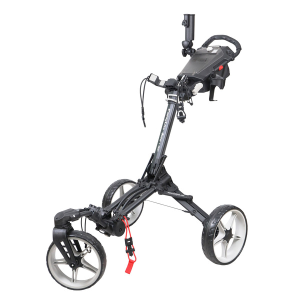 CaddyTek Auto Fold/Unfold Compact 3-Wheel Golf Push Cart With Cooler Bag