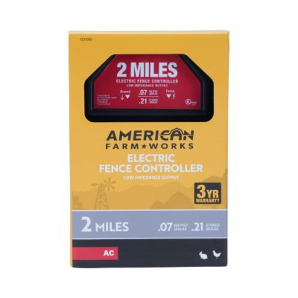 American Farm Works 0.07 J 2 Mile AC-Powered Low Impedance Electric Fence Controller