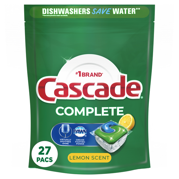 Publix Cascade Complete ActionPacs, Dishwasher Detergent Pods, Lemon
